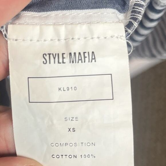 Women’s STYLE MAFIA Striped Off the Shoulder Gray & Wht Striped Cotton Dress-XS - Picture 4 of 8